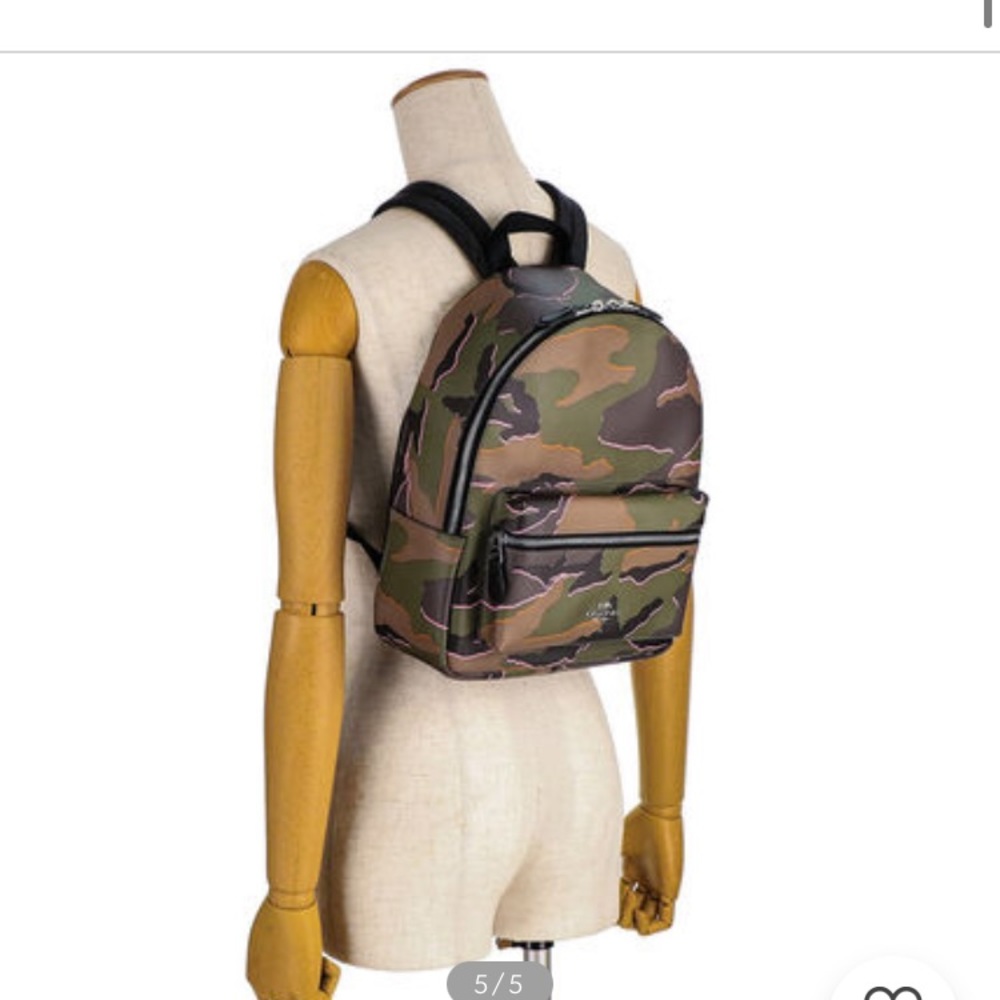 Coach medium back pack camo backpack pink camo